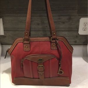 boc Born Red Brown Vinyl Purse Zipper Pocket